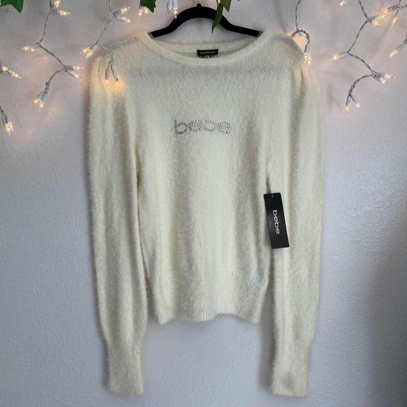 bebe Sweaters Nwt Bebe Marshmallow White Sweater Poshmark